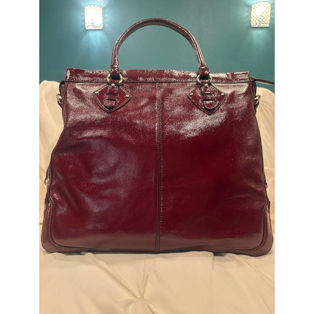 Ann Taylor Deep Red Patent Leather Satchel Shoulder Bag EUC - Picture 5 of 9